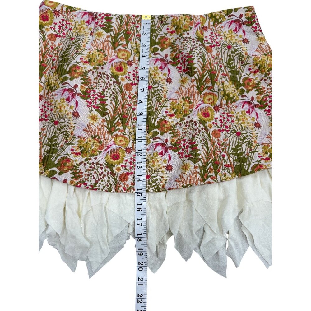 Mare Mare Anthropologie Womens XL Floral Mini Skirt With Ruffle Hem Fairly NEW - Picture 6 of 7